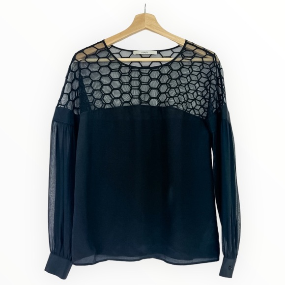 SOLD! Uterque Long Sleeve Silk Chiffon Blouse - Picture 10 of 10